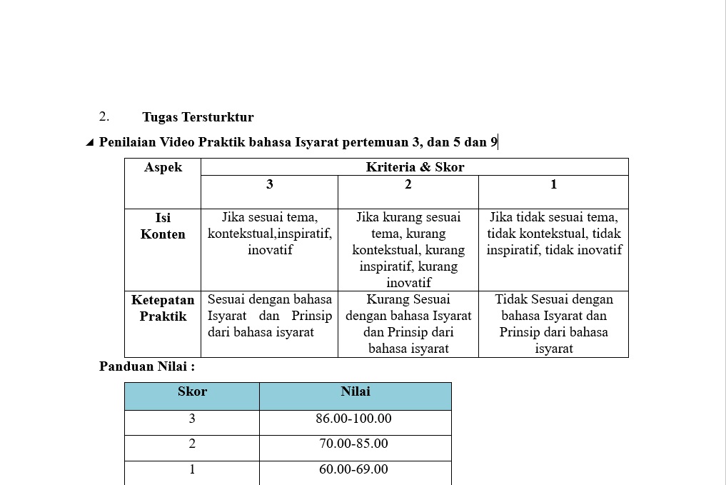 rubrik penilaian video